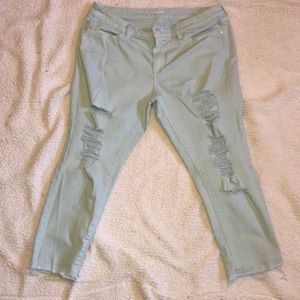 Mint green ripped jeans